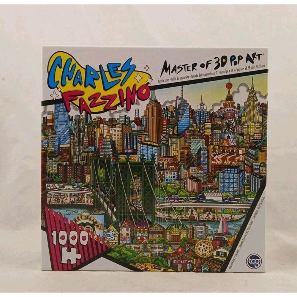 TCG 1000 Piece Puzzle-"A Day at the Beach"-3D Pop Art by Charles Fazzino-NEW!